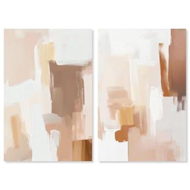 Imagem de Neutral Harmony: Modern Japandi Duo 2 Painel Impressão em Tela Ouro Arte de Parede por Art Remedy, Galeria Embrulhada, 25 x 38 cm