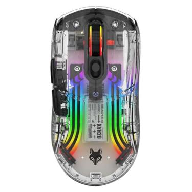 Imagem de Mouse para jogos XYH20, luz RGB, três modos 2.4G + BT5.0 + com fio, mecânico transparente, 7 teclas, DPI de 5 velocidades, branco (preto)