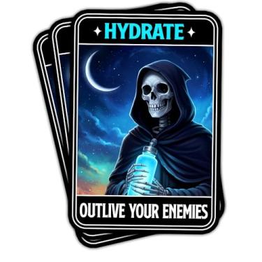 Imagem de HOSALA (7,6 cm - 3 peças) Adesivo Hydrate Outlive Your Enemies, adesivo engraçado para garrafa de água para bebida, lembrete de água e hidratação, presente para adolescentes e mulheres, decoração para