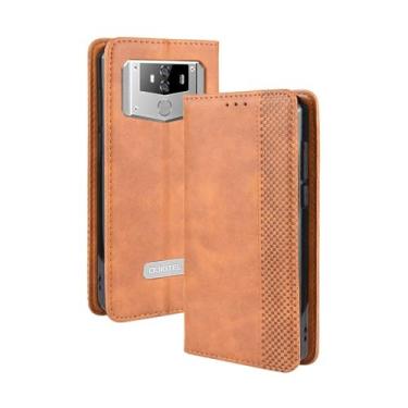 Imagem de Capa para Oukitel K12 2019,Retro Flip magnético,Caso de telefone de couro PU,Design de carteira com 3 slots de cartão e 1 clipe de dinheiro -Brown