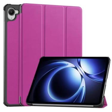 Imagem de Capa para tablet Xiaomi Pad Mini de 8,8 polegadas – Capa protetora de couro PU premium com suporte dobrável, compartimento para caneta de cor contrastante, hibernar/despertar automático, fina, leve, à