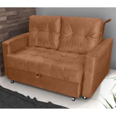 Imagem de Sofá Cama 2 Lugares Duleek Veludo Ferrugem