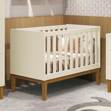Imagem de Berço Mini Cama Classic Areia Fosco Com Pés Amadeirado - Reller Móveis Areia Fosco