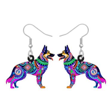 Imagem de DOWAY Presentes de pastor alemão, brincos boêmios, para mulheres, joias boêmias, brincos de animais, presentes para amantes de cães, presentes para mulheres, mães, donas de animais de estimação