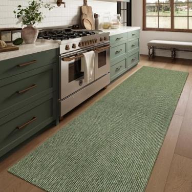 Imagem de Uphome Tapete de corredor de cozinha, tapete boho lavável de 2'6x10 para corredores, antiderrapante, tapete moderno de algodão tecido de pêlo baixo, tapete de corredor de quarto resistente a manchas