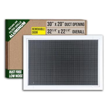 Imagem de Serve para abertura de duto 30x20 | Grade de filtro de ar de retorno de alumínio Eggcrate | Fluxo de ar baixo ruído-alto, tampa de ventilação livre de ferrugem para parede lateral e teto | Rem. Porta