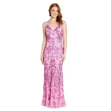 Imagem de Vestido longo júnior de lantejoulas com contas contrastantes e laço nas costas e saia sereia, rosa, 7