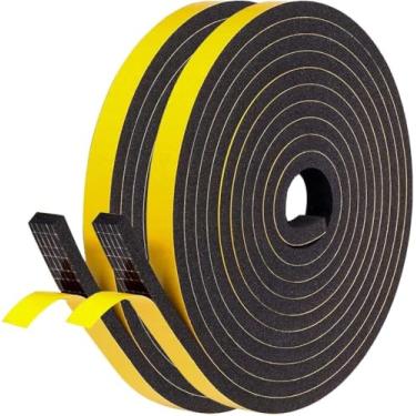 Imagem de Faixa de vedação de porta de decapagem climática, fita de espuma autoadesiva, tira de vedação contra clima, para vedação de lacuna, 1,27 cm x 1,2 cm x 7,5 m, preta