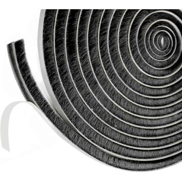 Imagem de Excluidor de rascunho de 4,9 m para janelas de portas, 0,9 cm x 0,9 cm, fita adesiva para remoção de intempéries, faixa de vedação autoadesiva, preta