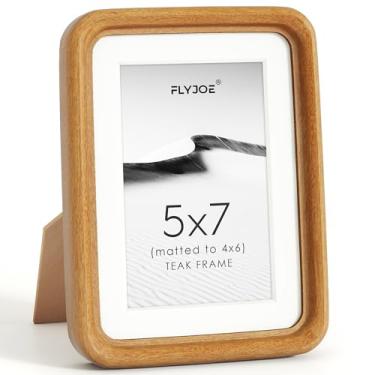 Imagem de Porta-retrato 12 x 18 cm, moldura de madeira teca natural com vidro temperado, moldura de madeira com canto arredondado feito à mão, 12,8 x 17,8 cm, fosco para fotos de 10 x 15 cm, exibição de parede