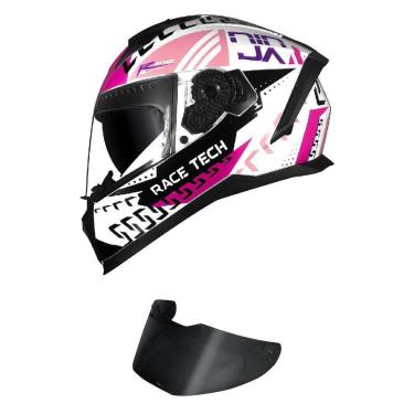 Imagem de Capacete Race Tech Volt Ninja e Rosa Mais Viseira Fumê-Feminino