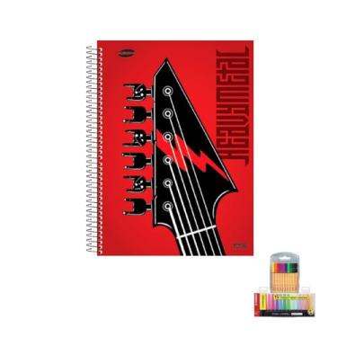 Imagem de Kit Caderno Masculino 20 Matérias Capa Dura 400 Folhas KBOM + Caneta Point 88 Fineliner + Marca Texto Boss
