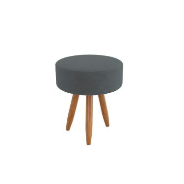 Imagem de Puff Decorativo Redondo Sofisticado Sala De Estar Moderno Cinza