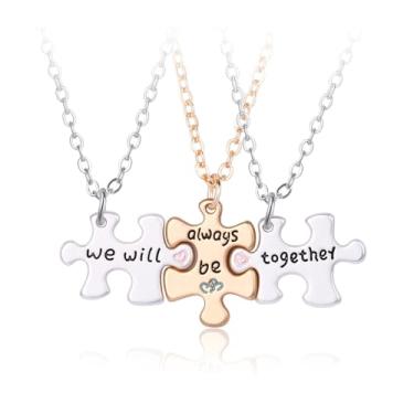 Imagem de Colar de amizade para mulheres, quebra-cabeça, minimalista, colar combinando, presente moderno para mulheres, presente de aniversário, dia dos namorados, presente de natal, presentes de amizade para