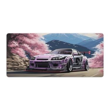 Imagem de JDM Carro R32 Flores de cerejeira neve montanha mesa tapete de mouse pad antiderrapante grande material de escritório tapete de mesa de borracha impermeável para escritório jogo casa 40 x 90 cm