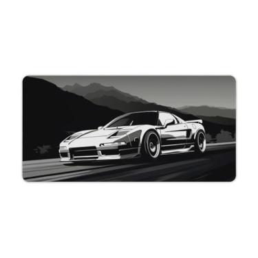 Imagem de Arte em preto e branco JDM NSX Tapete de mouse pad de mesa de carro antiderrapante grande material de escritório tapete de mesa de borracha impermeável almofada de escrita para escritório, jogos,