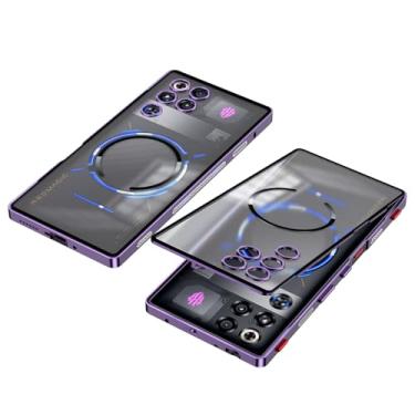 Imagem de QUIETIP Capa magnética para RedMagic 11 Pro com protetor de tela, [compatível com MagSafe] Moldura de metal + capa de proteção contra quedas fosca translúcida, roxa