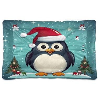 Imagem de Wassud Cama de cachorro pequena lavável de pinguim de Natal, tapetes para cães pequenos, almofada portátil macia para animais de estimação, cama antiderrapante para cães e gatos, almofada confortável