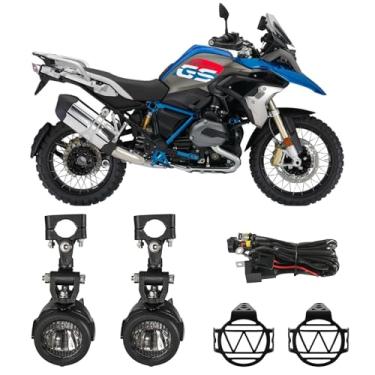 Imagem de Fancemot Faróis de neblina de motocicleta compatíveis com BMW R1200GS ADV F800GS K1600, 40W 6000K Luzes auxiliares de motocicleta com kit de chicote de fiação de interruptor, luzes LED para direção de