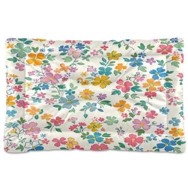 Imagem de Wassud Cama de cachorro com flores fofas para cães pequenos, tapete lavável para animais de estimação, cama de gato para dormir, viagens, 45 x 61 cm