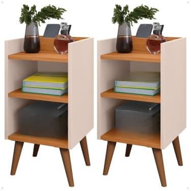 Imagem de KIT 2 MESA DE CABECEIRA CRIADO QUARTO CAMA RETRO COM PORTA CELULAR OBJETOS - FACIL MONTAGEM(KIT 2 MAX - OFF/)