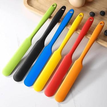 Imagem de Conjunto de 6 espátulas de silicone – grau alimentício, resistente ao calor (230 °C), raspadores sem costura de 25 cm para creme de bolo, pasta de manteiga - Utensílios de cozinha fáceis de limpar