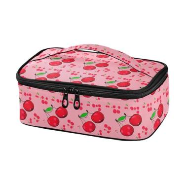 Imagem de Burbuja Lancheira térmica cerejas em rosa para homens e mulheres, mini lancheira reutilizável Lancheira portátil com alça para trabalho, viagem, piquenique