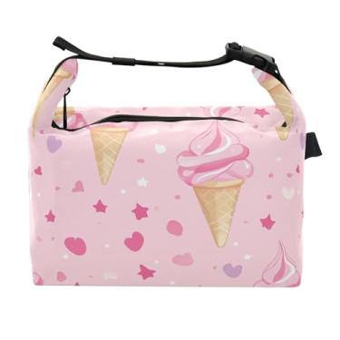 Imagem de STAYTOP Lancheira padrão de sorvete com fivela de alça, lancheira isolada para meninos e meninas, lancheira térmica para trabalho escolar