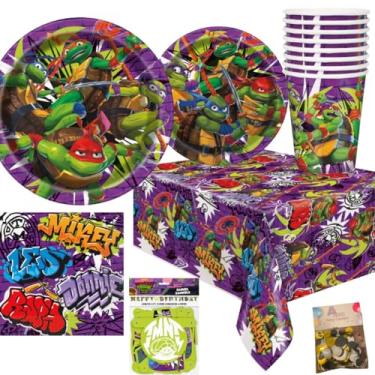 Imagem de Unique Industries, Inc. Artigos Para Festa Das Tartarugas Ninja - Decorações, Pratos, Guardanapos E Utensílios De Mesa Aniversário Tmnt, 16 Pessoas