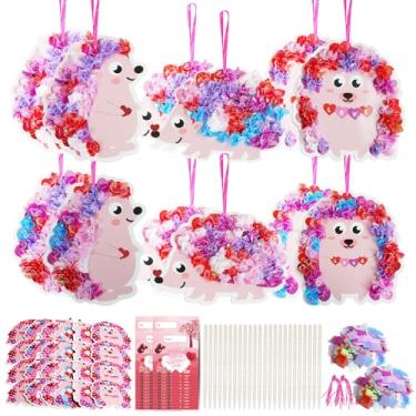 Imagem de Fennoral 24 Pack Valentine's Day Craft Kits for Kids Make You Own Hedgehog Heart Poke in Art and Craft with Card DIY for Valentines Day Gift for Kids Classroom Activities Party Decoration