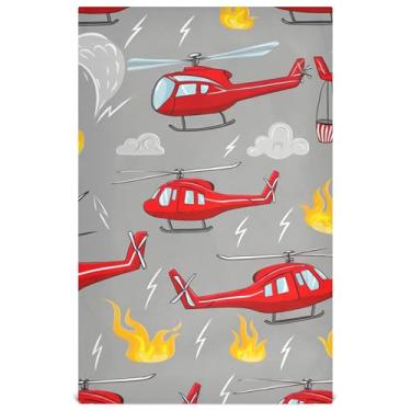 Imagem de Red Helicopters Fire Gray Animal Print Toalhas de prato para cozinha decorativas toalhas de mão de chá fofas para lavar pratos absorventes macios 45 x 71 cm, pacote com 6