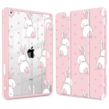 Imagem de May Chen Capa traseira transparente para iPad 9ª geração com suporte para lápis, iPad 8ª/7ª geração de 10,2 polegadas, [suporte de caneta] Suporte com três dobras para despertar/hibernar, capa