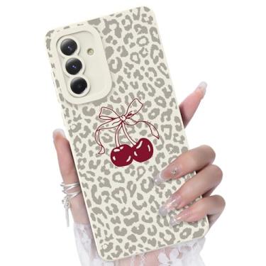 Imagem de CASBST Capa para celular Samsung Galaxy A36 5G, design de estampa de flores da moda, capa de silicone líquido, fina, à prova de choque e resistente a arranhões para Samsung A36 - cereja leopardo