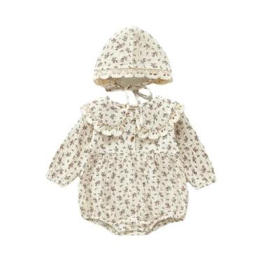 Imagem de Conjunto De Macacão Floral Para Bebês Meninas Com Chapéu, Body De Muss