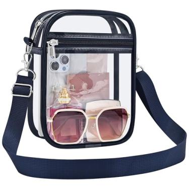 Imagem de UEASE Bolsa transparente aprovada pelo estádio para mulheres, bolsa transversal transparente para eventos em estádios, shows, festivais, Azul marino, Large