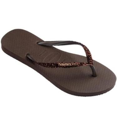 Imagem de Chinelo de Dedo Feminino Tira Brilhante Havaianas Slim Glitter II-Unissex
