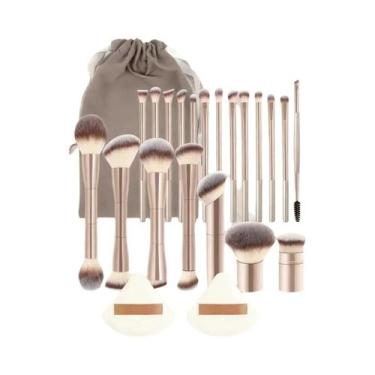 Imagem de Conjunto De 22 Pincéis De Maquiagem Profissionais Com Bolsa De Veludo,