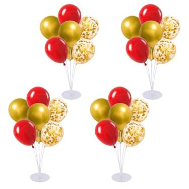 Imagem de 4 Set Balloon Stand Kit for Table Centerpieces With Balloon and Base Party Decorations for Birthday Wedding Retirement Graduation Baby Shower (Red Gold)