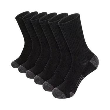 Imagem de Meias Masculinas De Cano Médio, 6 Pares, Tecido Sólido, Confortáveis, 