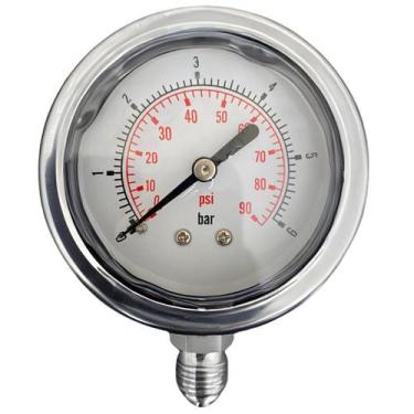 Imagem de Manômetro Reto 63mm Inox 1/4'' Glicerina - MR 063 IMP. INOX - TAUANA