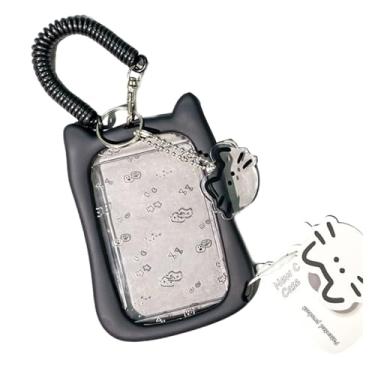 Imagem de apcans Porta-cartões de ouvido de gatos capas de cartão com pingente de chaveiro capa para foto criativa protetor de cartão de crédito