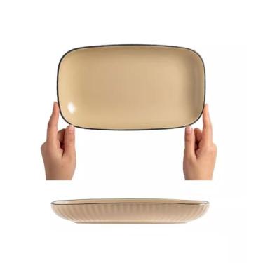 Imagem de CZCZC Pratos de jantar, prato de jantar, prato quadrado, prato retangular, prato de bolinho de massa, panela quente, prato lateral ritual, prato de café da manhã, jantar suave P