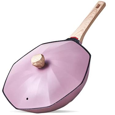 Imagem de Conjuntos de utensílios de cozinha com tampa de metal wok octogonal antiaderente wok indução wok cozinha panelas casa wok (cor: D, tamanho: cinza claro)