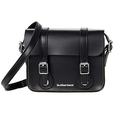 Imagem de Dr. Martens Bolsa de couro de 18 cm - Bolsas femininas - Fecho de fivela dupla - Alça transversal removível, Preto Kiev + preto liso, 7"