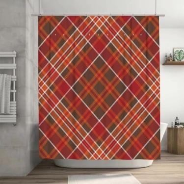 Imagem de Cortina de chuveiro xadrez para banheiro, moderno, tecido quadriculado, impermeável, lavável, retangular, decoração de banheira, tela de banho 40 x 89 pol. - 102 x 225 cm/L x A