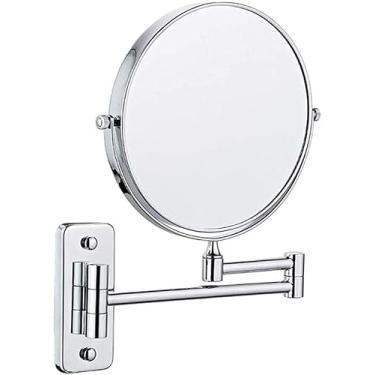 Imagem de CZCZC Espelho de parede para banheiro, espelho de banheiro 15 cm 360 giratório espelho de maquiagem espelho cosmético dupla face redondo barbear no quarto, dourado_5X