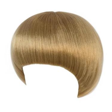 Imagem de Touca de cabelo + peruca de cogumelo, perucas engraçadas para homens, cabelo loiro, bob, com franja, corte tigela, peruca curta, reta, masculina, peruca para festa de Halloween, cosplay