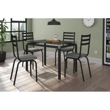 Imagem de Jogo de Mesa Malva Preto 107 cm com 4 Cadeiras 118 Preto Platina Artefamol