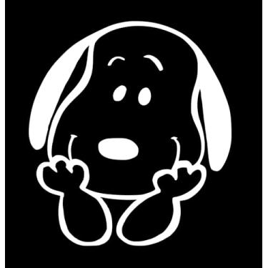 Imagem de Adesivo de carro com personagem Snoophy Pea-Nuts, adesivo de janela de vinil preto - fundo transparente (branco, 20 cm)