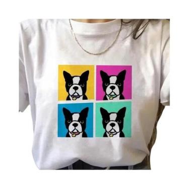 Imagem de Camiseta plus Size Bulldog Francês Kawaii Harajuku Feminina Com Estamp